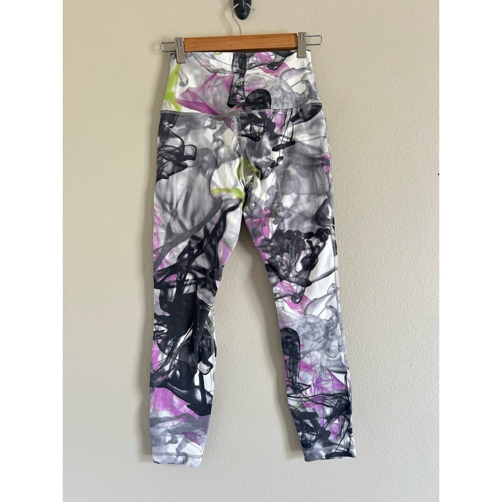 LULULEMON High Rise Align Pant Unicorn Tears Leggings Gray Swirl 25" Size 6 G-14